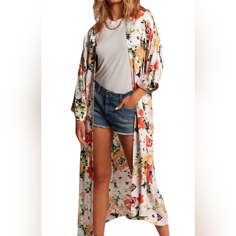 Volcom Surfbird Throw Kimono Star White Size XS - Picture 2 of 8